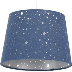 Relaxdays Children's Room Lamp Stars, Hanging Pendant Lamp with Starry Sky Motif, Children, Round Fabric Shade, Choice of Colours