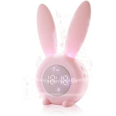 Kipida Children's Light Alarm Clock, Cute Rabbit, Children's Night Light Alarm Clock, Rabbit Alarm Clock for Girls, Digital Alarm Clock with Music, Light, USB Alarm Clock for Children, Bedside Lamp