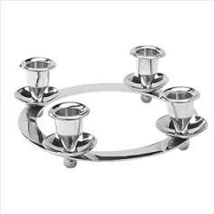 NKlaus Candle Holder Diameter 20 cm Round for Candles Diameter 2 cm Nickel-Plated Brass Advent Wreath Decoration Table Candles Taper Candles 2900