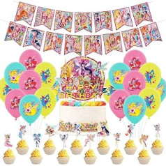 Hilloly Winx Club ballīšu balonu komplekts, 32 gabali Winx Club baloni bērnu dzimšanas dienas dekorēšanai tematiski ballīšu piederumi Winx Club ballītes folijas baloni dzimšanas diena bērniem dzimšanas dienas ballīte