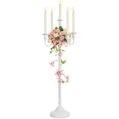 Nuptio Candelabra Candle Holder 5 Arms: 88 cm Standing Candle Stand for Table Centrepiece, Vintage Candle Holder Wedding Reception Birthday Holiday Kitchen Fireplace Decoration