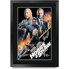 HWC Trading Hobbs & Shaw Die Cast dāvanas Iespiests plakāts Autogrāfa attēls filmu piemiņlietas faniem — A3 ierāmēts