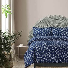 Azores Home Cotton Flannel Queen izmēra segas pārvalka komplekts Lielizmēra grumbu izturīgs mīksts segas pārvalks komplektā ietilpst viens segas pārvalks un divas spilvendrānas 170 gsm Eva ziedu tumši zils