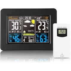 AOZBZ Wireless Weather Station with Outdoor Sensor, Indoor and Outdoor Thermometer with Time, Digital Thermometer, Temperature, Humidity, Barometer, Alarm Clock