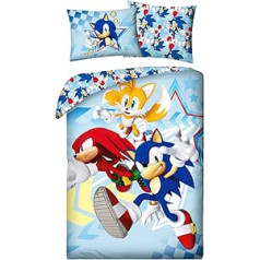 Halantex Sonic Tails Knuckles patalynės komplektas su antklodės užvalkalu 140 x 200 cm su pagalvės užvalkalu 70 x 90 cm 100 % medvilnė įvairiaspalvė