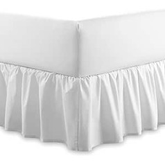 Polycotton Easy Care 40 cm īpaši dziļi pieguļošs balandu palags ar volāniem, mazgājams veļasmašīnā vienvietīgs, divvietīgs un karalisks (balts, īpaši karalis)