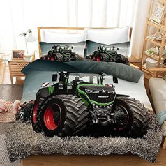 KGOSAUO Baby Bērnu gultas veļa Tractor Segas pārvalks 100 x 135 cm + Spilvendrāna 40 x 60 cm 3D Tractors Bērnu gultas veļas pārvalka komplekts ar rāvējslēdzēju, mīksta mikrošķiedras gultas veļa