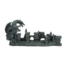 Svečturis 5 svecēm dekoratīvā gotiskā Dragon over Castle dizainā