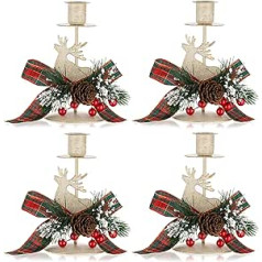 Romadedi Deer Candle Holder Christmas Decoration - Set of 4 Vintage Reindeer Candle Holders for Table Decoration Advent Wreath Country House Style Table Christmas Decoration Christmas Gift Autumn