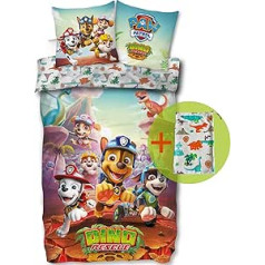 Paw Patrol gultas veļa 135 x 200 cm 80 x 80 cm Kokvilna [ar papildu maisiņu] Dino gultas veļa Bērnu gultas veļa · 2-daļīga Paw Patrol figūras Paw Patrol gultas veļa 135 x 200 cm 80 x 80 cm