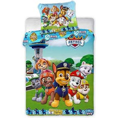 Paw Patrol gultas veļas komplekts izgatavots no 100% kokvilnas, bērnu gultas veļa 100 x 135 cm, 2-daļīgs bērnu istabai, meitenēm un zēniem, bērnu gultas veļa ar spilvendrānu 40 x 60 cm (Paw Patrol 288)