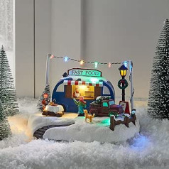 Lights4fun LED Ziemassvētku ciemata uzkodu stends Ziemassvētku noformējums Ziemassvētku pilsēta apgaismots Ziemassvētku ciemats