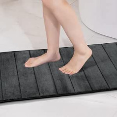 MIULEE Memory Foam vannas paklājiņš, vannas istabas paklājs, ūdeni absorbējošs vannas paklājiņš, Memory Foam dušas paklājiņš, neslīdošs, mazgājams vannas istabai, 45 x 120 cm, tumši pelēks