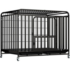 Edelweiss Beauty Folding Metal Dog Cage with Wheels Black (110 x 75 x 95 cm)