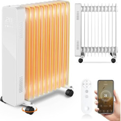 Acelectronic Eļļas radiators 2500 W mobilais elektriskais sildītājs Enerģijas taupīšana ar WiFi App Control & LED Touch Display tālvadības pults Eļļas radiators apkures elektriskais 11 Ribs Radiators 24 stundu taimeris Pārkaršanas aizsardzīb