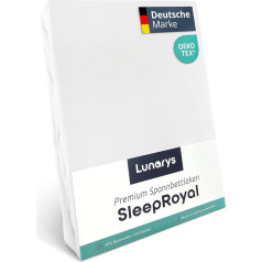 Lunarys® SleepRoyal Luxury Fitted Sheet 180 x 200 cm - balta - 250 g/m² Premium gultas pārklājs - 40 cm pamatnes augstums - piemērots augstiem matračiem, gultas ar atsperēm, matračiem un matračiem + matračiem un ūdens gultai - Stretch Jersey