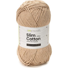 Slim Cotton Plus, bēšs, Loopncraft, 100 g, Amigurumi kokvilnas dzija, pārstrādāta dzija