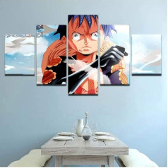 Izdrukas uz audekla 5 gabaliņu viena gabala salmu cepure Ruffy Anime plakāts Modern Home Decor dzīvojamā istaba Sienas māksla Bez rāmja izmērs D izmērs B