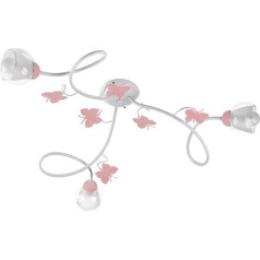 ONLI Ceiling Light 3-Bulb Metal White with Butterflies in Pink