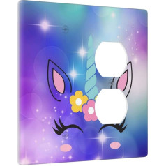 Violeta Cute Unicorn Combination Blank Duplex Socket Switch Cover Dekoratīvā sienas plāksne 2 Gang rozetēm Meitenes Bērnistaba Guļamistabas dekorēšana Dubultā dizains