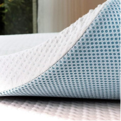 subrtex Topper 90 x 190 cm, 7,5 cm aukščio gelio atminties putų topperis H3 ir H4 Hard Mattress Topper su kvėpuojančiu ir skalbiamu užvalkalu Box Spring lovai, karavanui ir sofai-lovai