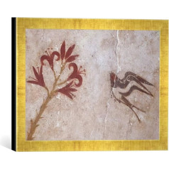 16. gs. p.m.ē.p.m.ē. Swallow / Minoan Wall Painting Art Print in High-Quality Handmade Picture Frame 40 x 30 cm Gold Raya