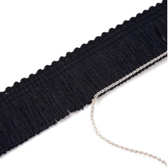 Beadthoven Juoda Tassel Fringe Trim 2.5cm x 25m pluošto nėrinių apdaila Fringe Siuvimo siuvinėjimo siuvinėtos juostelės drabužių vestuvių užuolaidos suknelė Lampshade namų apdaila