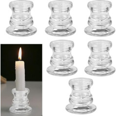 SIYINGSAERY Pack of 6 Glass Candle Holders Taper Candles Diameter 2.4 cm Candle Holder Transparent Taper Candle Holder Transparent Candle Insert Glass Candle Holder for Tree Candles Table Candles