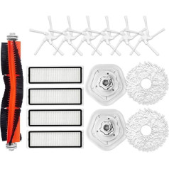 HUAYUWA Putekļsūcēja piederumu komplekts, kas piemērots Dreame Bot W10/W10 Pro robotu putekļsūcēju rezerves daļām, 1 rullīša birste + 4 filtri + 6 sānu birstes + 2 tīrīšanas drāniņas + 2 mopu turētāji