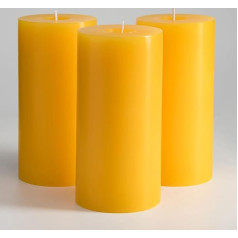 Memoward Pillar Candles Yellow, liels 3 sveču komplekts, ilgs degšanas laiks, aptuveni 75+ stundas, tīra degšana, bez aromāta, piemērotas mājsaimniecībai, svinībām un ēdināšanas iestāžu dekorēšanai, (7,5 x 15 cm, 3, dzeltena)