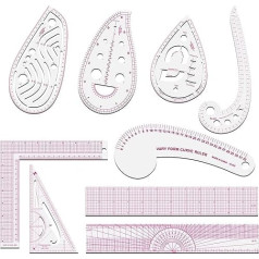 YINGSC 9 gabaliņu šūšanas lineālu komplekts, franču līknes, caurspīdīgs lineāls modeļu veidotājiem, DIY apģērbu, apģērbu izgatavošanai, šūšanas lineāls, šūšanas komplekts zīmēšanai, amatniecībai, šūšanas projektiem