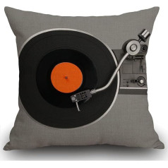 Smooffly Retro Vintage Vinyl Record Cushion Cover 18 x 18 Inch Square for Living Room Sofa Couch Bed Cushion Cover 45 x 45 cm