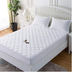 Reliance Bedding Stepēts ūdensnecaurlaidīgs matrača aizsargs, 30 cm dziļas kabatas, stepēts matrača aizsargs, ūdensnecaurlaidīgs, 4 slāņu, īpaši mīksts, kluss un elpojošs, ūdensnecaurlaidīgs