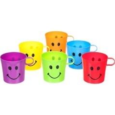 Invero Set of 24 Kiddies Happy Funny Face Cup 250ml - Vibrant Drinking Cups for Kids, Kids Drinks at Home, Parties, Garden Events, BBQs, Picnics and More