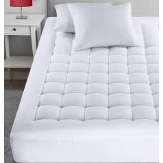 Utopia Bedding Full Mattress Topper, stepēts Premium matrača aizsargs, dziļi kabatas matrača pārvalks, elastīgs līdz 16 collām, pūkains spilvenu matrača pārvalks (54 x 78 collas, balts)