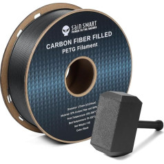 SainSmart Carbon Fiber PETG Filament, 1,75 mm 3D drukāšanas filaments, stingrs, viegls, karstumizturīgs un abrazīvs, piemērots vairumam FDM 3D printeru, izmēru precizitāte +/-0,04 mm, 1 kg spole, melns