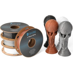 SainSmart PRO-3 PETG 3D spausdintuvo gijų rinkinys, 1,75 mm PETG gijų rinkinys be susipainiojimo, matmenų tikslumas +/- 0,02 mm, 500 g x 4 vnt. - juoda, balta, ruda, sidabrinė