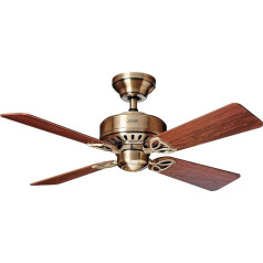 HUNTER Fan Bayport 107 cm griestu ventilators iekštelpām ar vilkšanas ķēdi un 4 maināmām lāpstiņām rožkoka un ozola krāsā, ideāli piemērots vasarai un ziemai, 24174 modelis