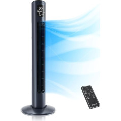 Brandson Tower Fan with Remote Control - Oscillating Tower Fan - 96 cm - Fan with 3 Speed Settings - Timer - 60° Oscillation, blue, 722303814