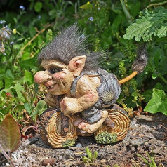 Troll Riding Bike Sculpture Maza jaunums Dāvana Unikāla mājas fantāzija Home Decor H12 cm