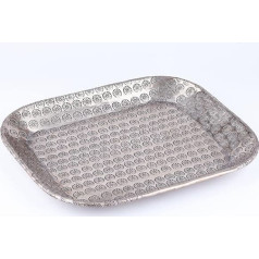 Jamira Oriental Tray Aluminium 29 cm | Marokas tējas paplātes sudraba krāsā | Oriental Tray Silver Tray Silver | Oriental Decoration on the Set Table