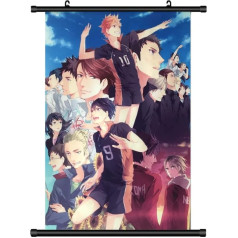 KARMA-X Liels 60 x 90 cm Haikyuu! Kakemono Scroll Picture Anime Manga Auduma plakāts Sienas plakāts Sienas dekorēšana Dāvanu motīvs: Karasuno un draugi