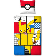 Rakstzīmju pasaule Pokemon Pikachu gultas veļas komplekts 135 x 200 cm + 80 x 80 cm Vācu izmērs 100% kokvilna 2 gab. pusaudžiem bērniem