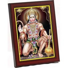 zig zag Lord Hanuman ji Bajrangbali Sienas galda bilžu rāmis mazs (6x8 collas, akrila stikls)