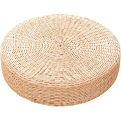 JYCAR Natural Straw Pouf Tatami spilvens, ar rokām austs grīdas spilvens Meditācija Mīksts jogas paklājs Trikotāžas grīdas spilvens ēdamistabai, viesistabai, balkonam, dārza ballītei (15,7 x 2,4 collas)