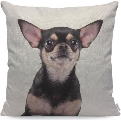 WONDERTIFY Chihuahua Dog spilvena pārvalks, reālistisks Chihuahua Dog Foto spilvena pārvalks vīriešiem un sievietēm, spilvendrāna dzīvojamā istaba, lauku māja, 45 x 45 cm