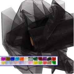 Organza audums 30cm x 45m Sheer Crystal Organza Roll Kāzu puse dekorēšana Ziemassvētku durvju loku galda skrējējs Krēslu siksnas Dāvanu iesaiņojums melns