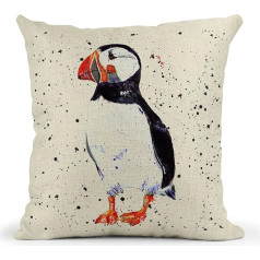 Puffin Bird spilvens akvareļu mākslas darbs ar pildījumu vai pārvalku 40x40cm Dāvana Ziemassvētki Dzimšanas diena (tikai pārvalks) (ar ieliktni)