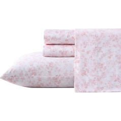 Laura Ashley Home Gultas veļas komplekts karalienei, mīksts, gluds un elpojošs satīna kokvilnas gultasveļas komplekts (Bella Pink, karaliene) (USHSA01235891)