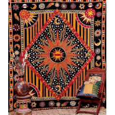 AVA Collections Large Mandala Tapestry Wall Hanging Indian Cotton Boho Boho Bohemian Psychedelic Hippie Yoga Mat Beach Rug Towel Blanket (Size 90 